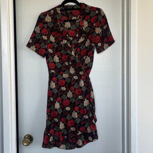 TOPSHOP Floral Print Wrap Dress